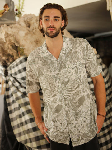 Bali Collage Shirt - Agave