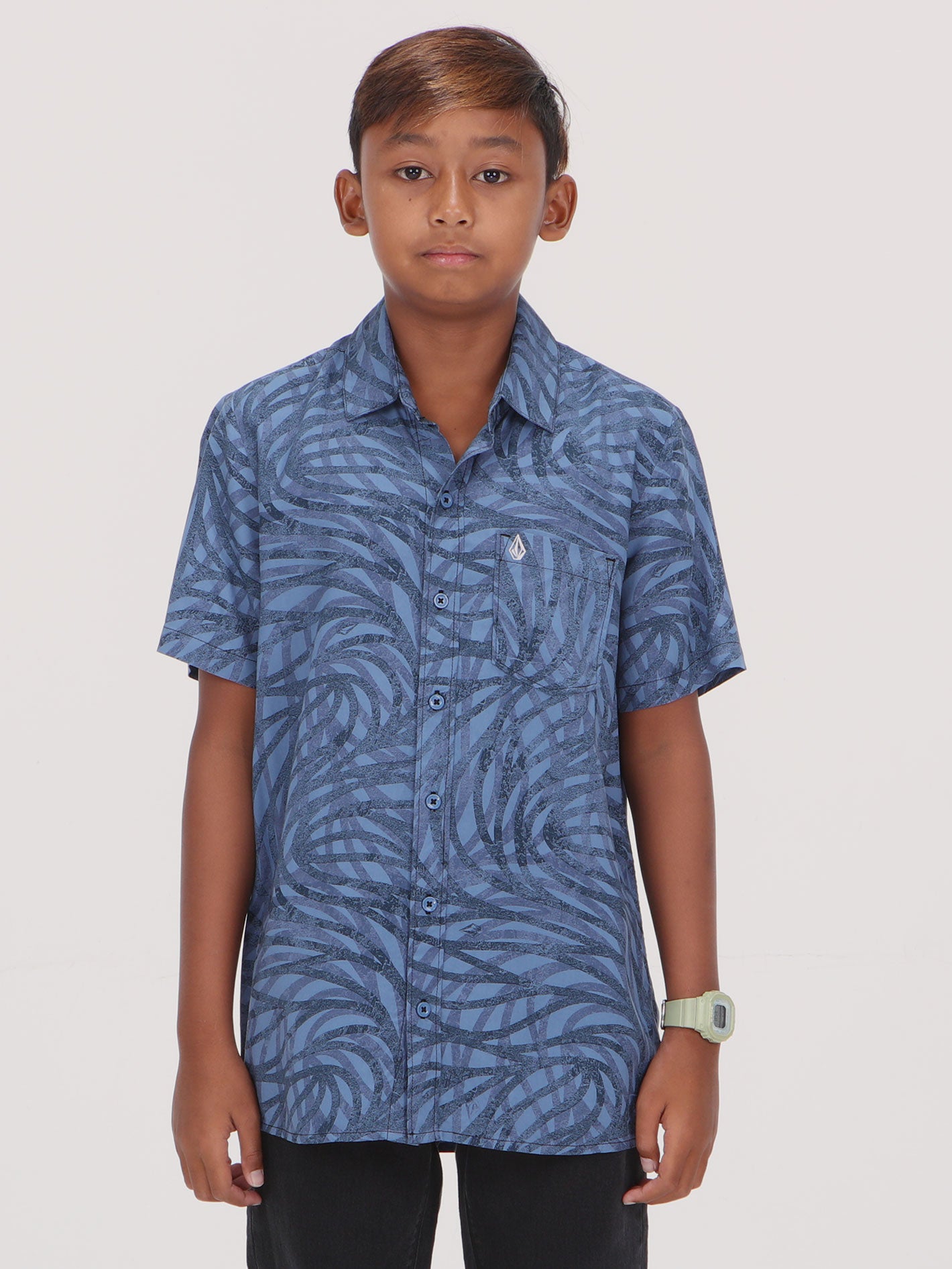 Volcom Big Boys Equal Short Sleeve Shirt - Blueberry