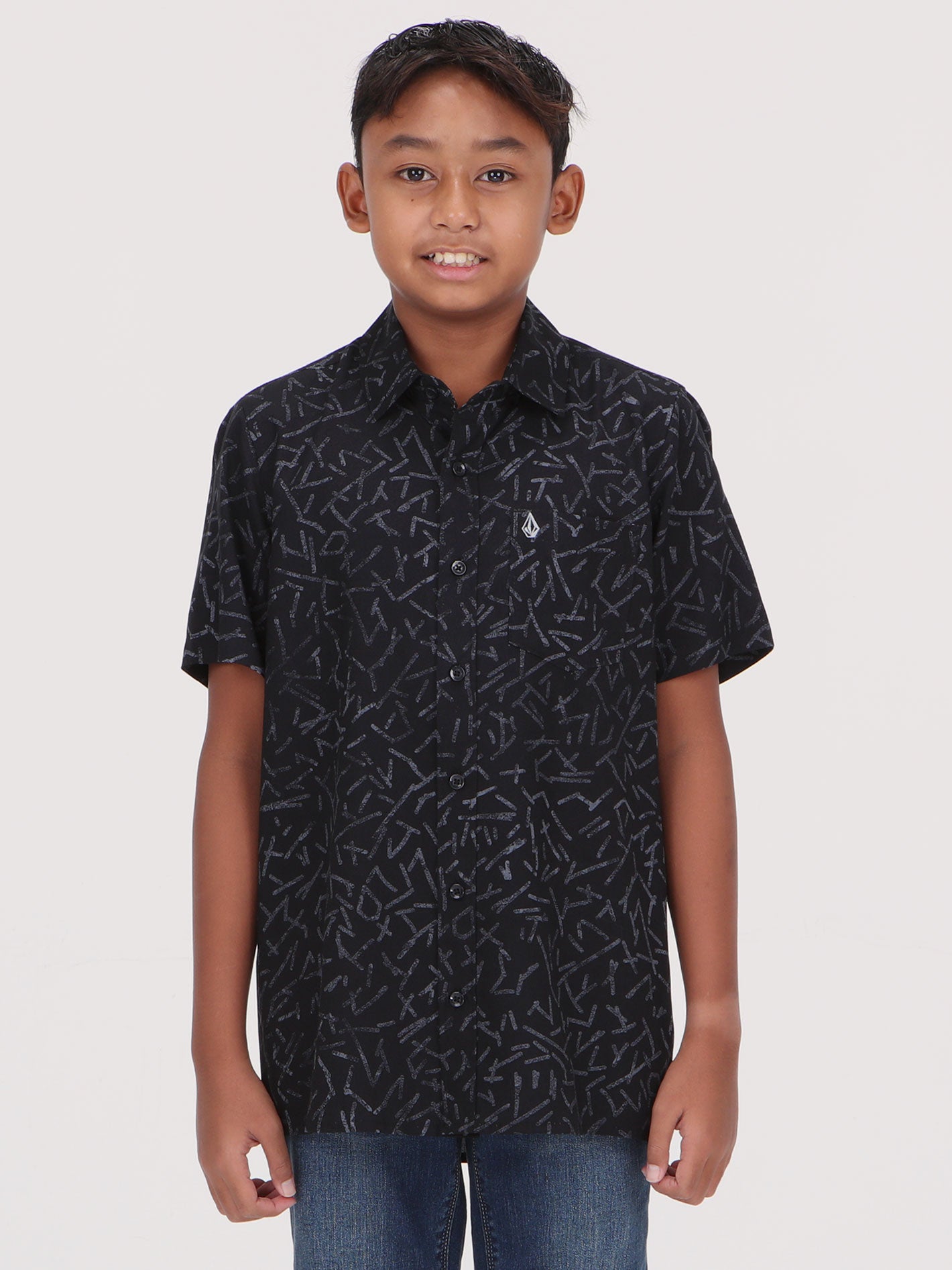 Volcom Big Boys Gusto Short Sleeve Shirt - Black