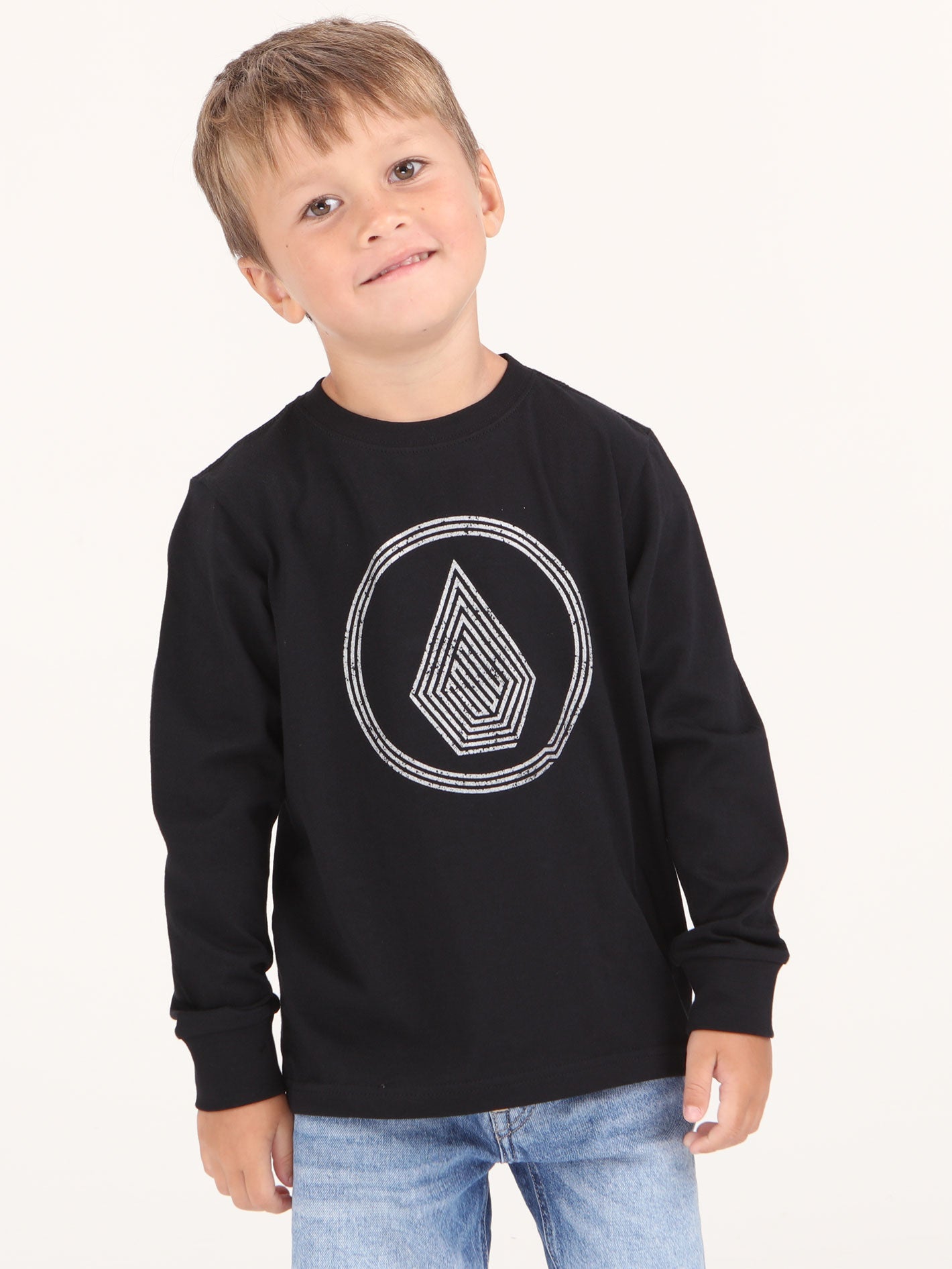 Volcom Little Boys Griffith Long Sleeve Tee Top - Black